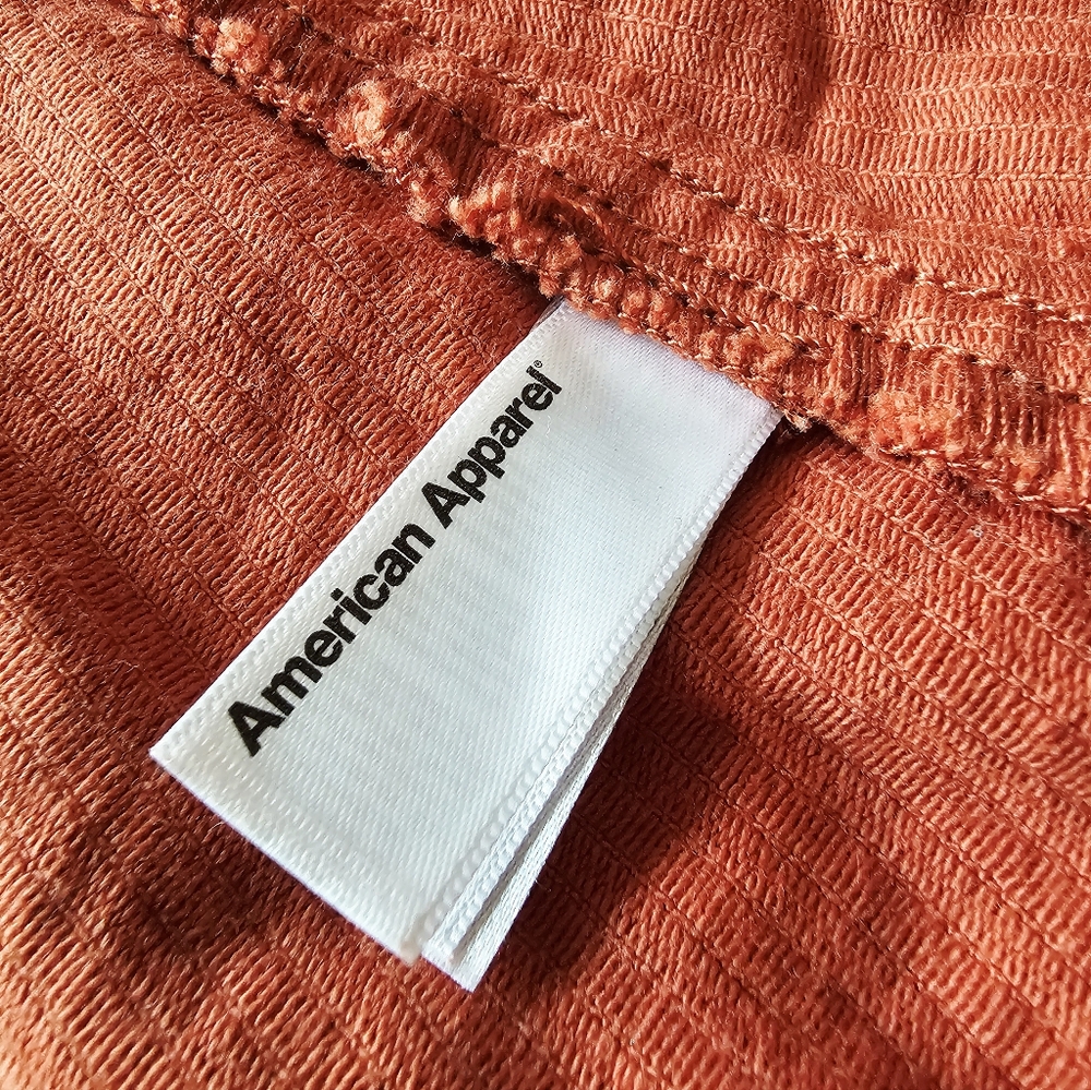 American Apparel Orange Corduroy Front Zip High Waist Mini Skirt - Picture 14 of 15